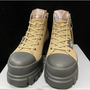 Palladium Revolt Hi TX‎ Platform Boots Women's Olive Green Canvas Size 6.5